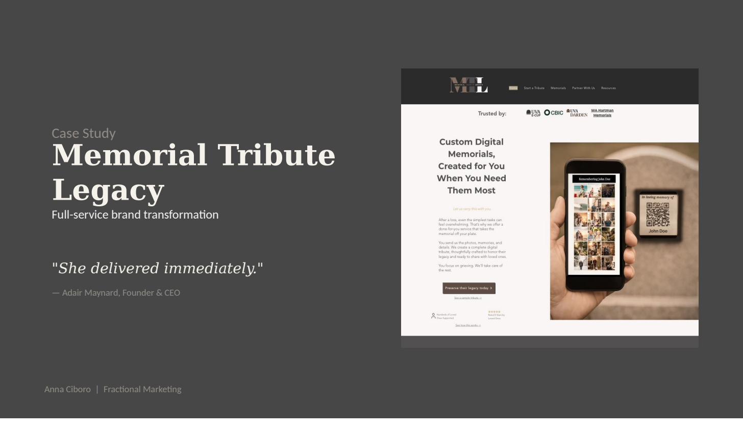 Memorial Tribute Legacy Case Study
